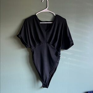 SHEIN Black V-Neck Bodysuit